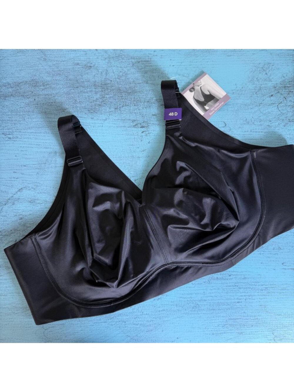 Catherines Intimates No-Wire Back-Smoother Bra 48D Black NWT